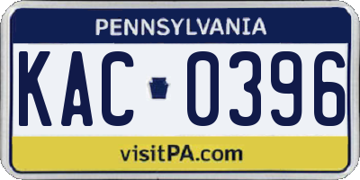 PA license plate KAC0396