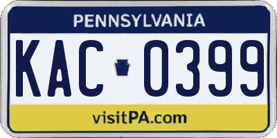 PA license plate KAC0399