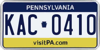 PA license plate KAC0410