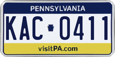 PA license plate KAC0411