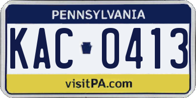 PA license plate KAC0413