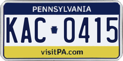 PA license plate KAC0415