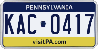 PA license plate KAC0417