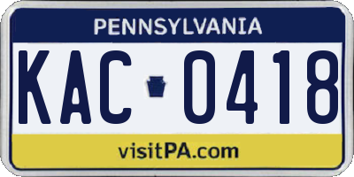 PA license plate KAC0418