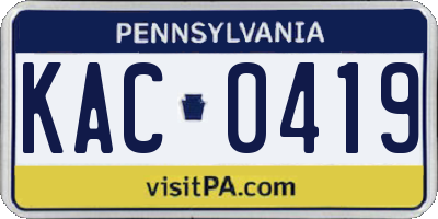 PA license plate KAC0419
