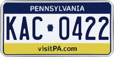 PA license plate KAC0422