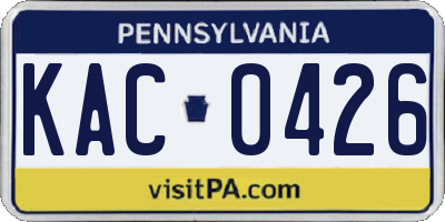 PA license plate KAC0426