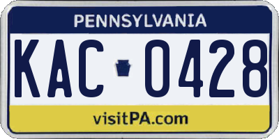 PA license plate KAC0428