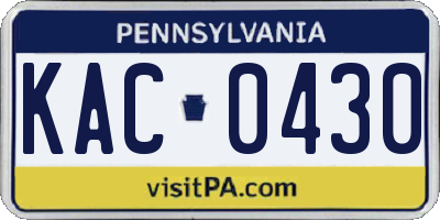 PA license plate KAC0430