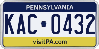 PA license plate KAC0432