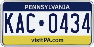 PA license plate KAC0434