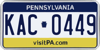 PA license plate KAC0449