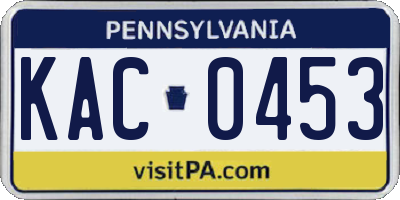 PA license plate KAC0453