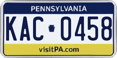 PA license plate KAC0458