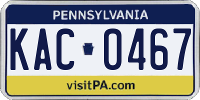 PA license plate KAC0467