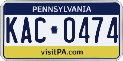 PA license plate KAC0474
