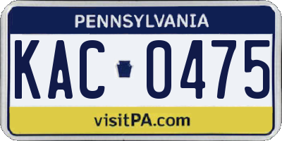 PA license plate KAC0475