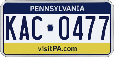 PA license plate KAC0477
