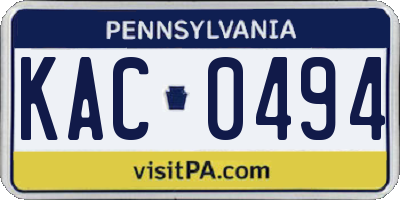 PA license plate KAC0494