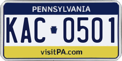 PA license plate KAC0501
