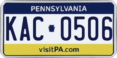 PA license plate KAC0506