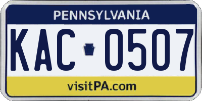 PA license plate KAC0507