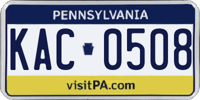 PA license plate KAC0508
