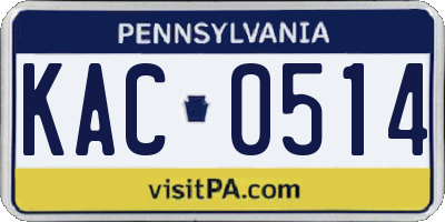 PA license plate KAC0514
