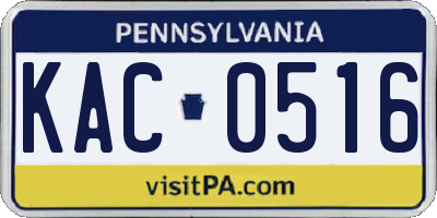 PA license plate KAC0516