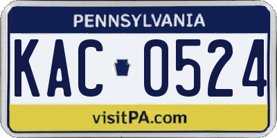 PA license plate KAC0524