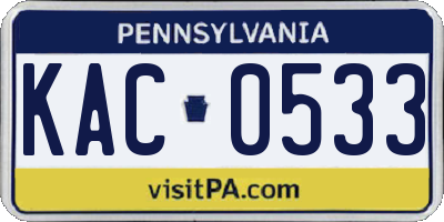 PA license plate KAC0533