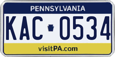 PA license plate KAC0534