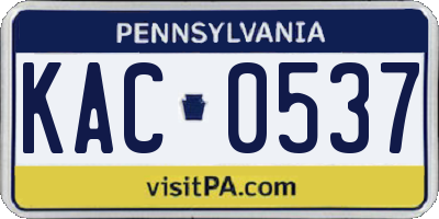 PA license plate KAC0537