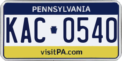 PA license plate KAC0540