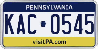 PA license plate KAC0545