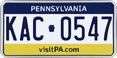 PA license plate KAC0547