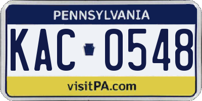 PA license plate KAC0548