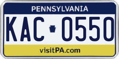 PA license plate KAC0550