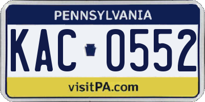 PA license plate KAC0552
