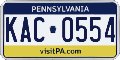 PA license plate KAC0554