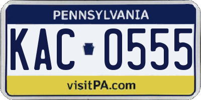 PA license plate KAC0555