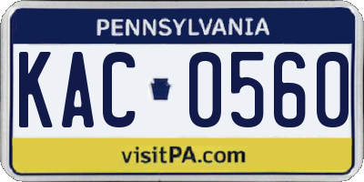 PA license plate KAC0560