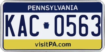 PA license plate KAC0563