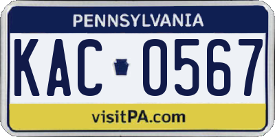 PA license plate KAC0567