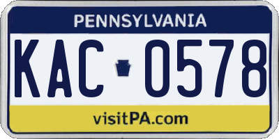 PA license plate KAC0578