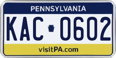 PA license plate KAC0602