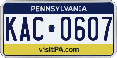 PA license plate KAC0607