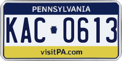 PA license plate KAC0613