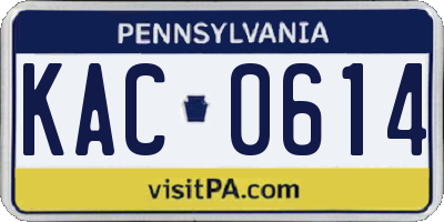 PA license plate KAC0614