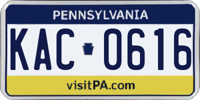 PA license plate KAC0616